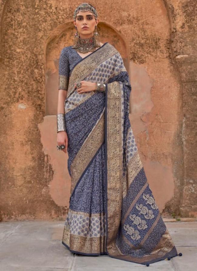 Viscose Silk Grey Traditional Wear Kalamkari Print Saree